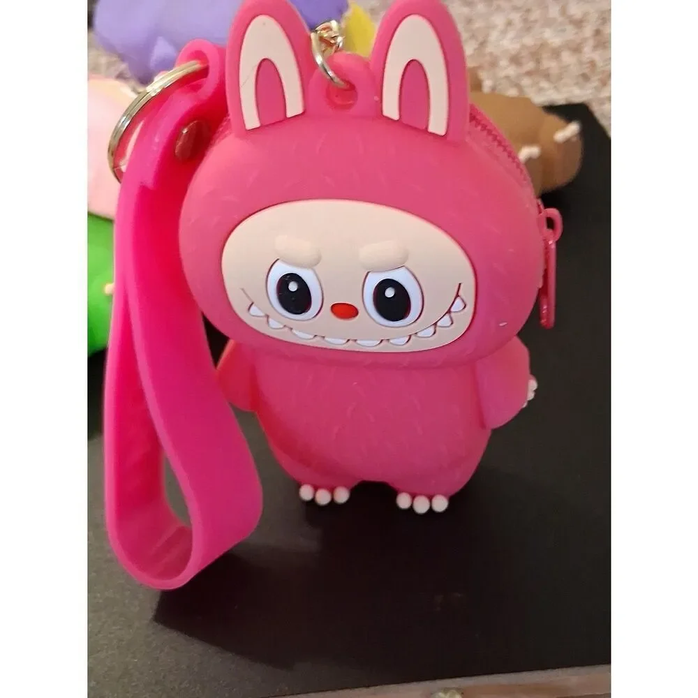 LABUBU Silicone Squishy Coin Purse Keychain. You Pick The Color. New